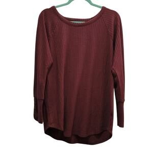 Chaser Waffle Knit Button Cuff Long Sleeve Top, XL